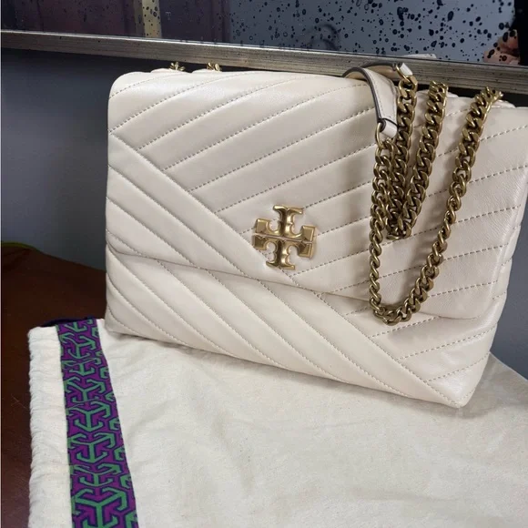 Tory Burch Kira Cream Shoulder Bag Large Size - Picture 1 of 4